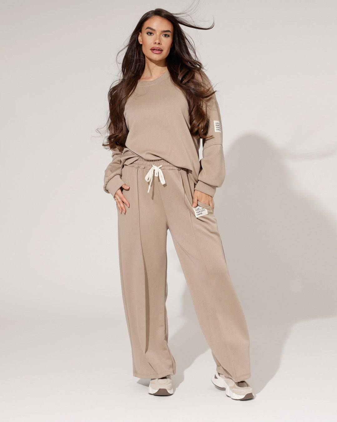 Women's Loungewear Set with Loose Sweater and Wide-Leg Pants