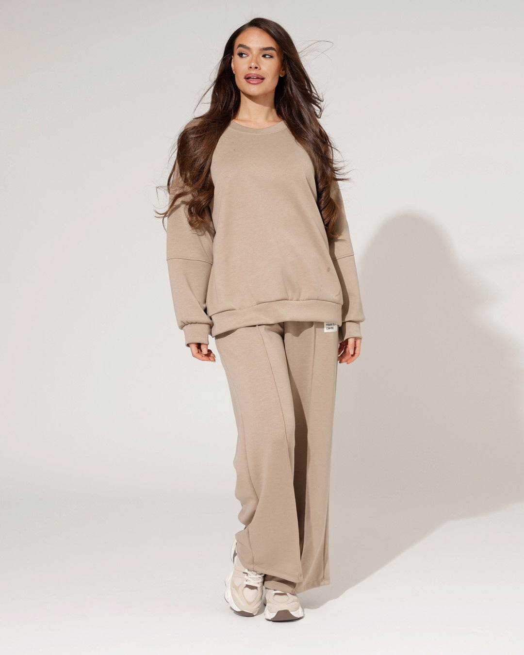 Women's Loungewear Set with Loose Sweater and Wide-Leg Pants