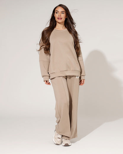 Women's Loungewear Set with Loose Sweater and Wide-Leg Pants