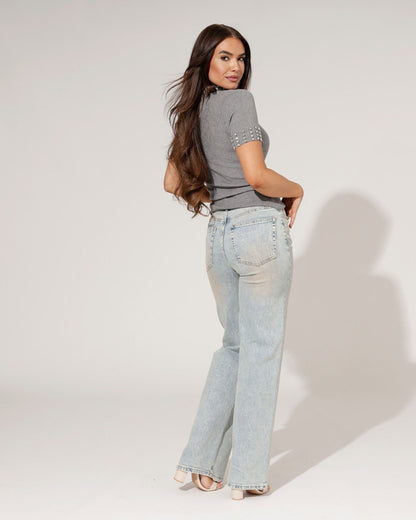 Women's Wide-Leg Jeans with Straight Fit Blue