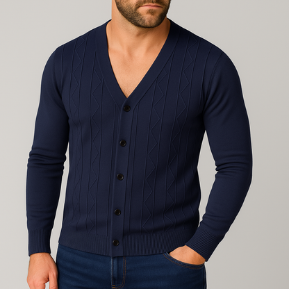 Gilet Uomo con Bottoni e Motivo a Treccia – Scollo a V e Design Versatile