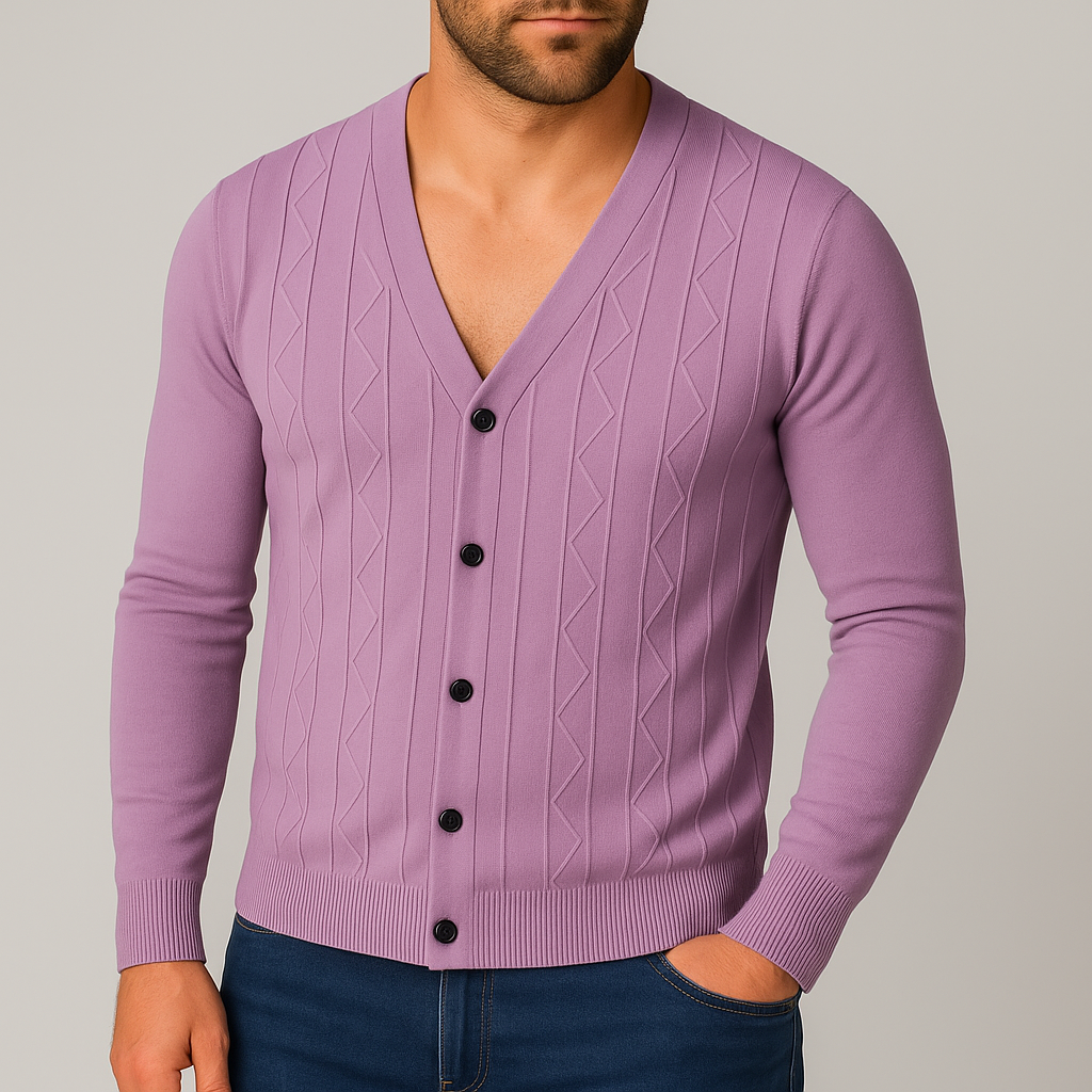 Gilet Uomo con Bottoni e Motivo a Treccia – Scollo a V e Design Versatile