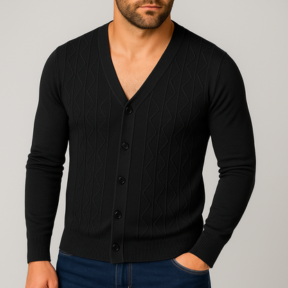 Gilet Uomo con Bottoni e Motivo a Treccia – Scollo a V e Design Versatile