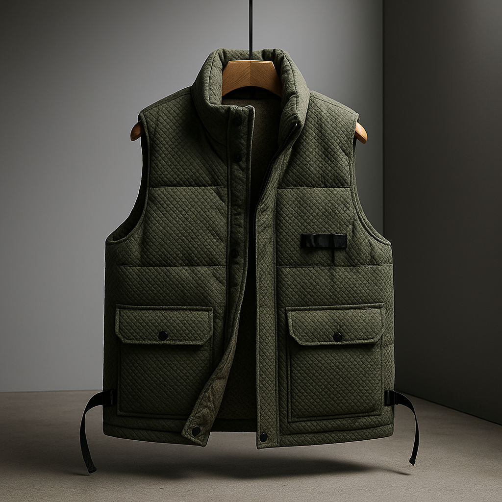 Gilet Uomo Invernale con Collo Alto, Isolante e Idrorepellente con Tasche – Stile Outdoor Funzionale