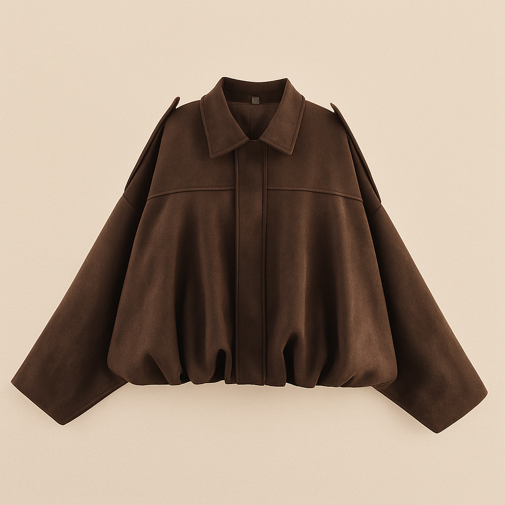 Women's Oversized Short Autumn Bomber Jacket with Zip