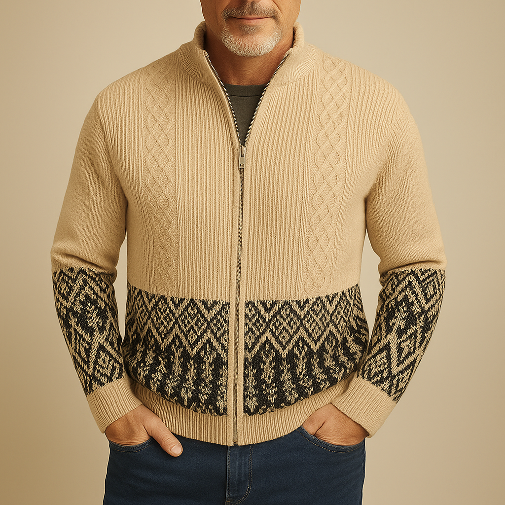 Gilet Uomo Invernale con Zip Intera e Lavorazione a Maglia – Design Funzionale