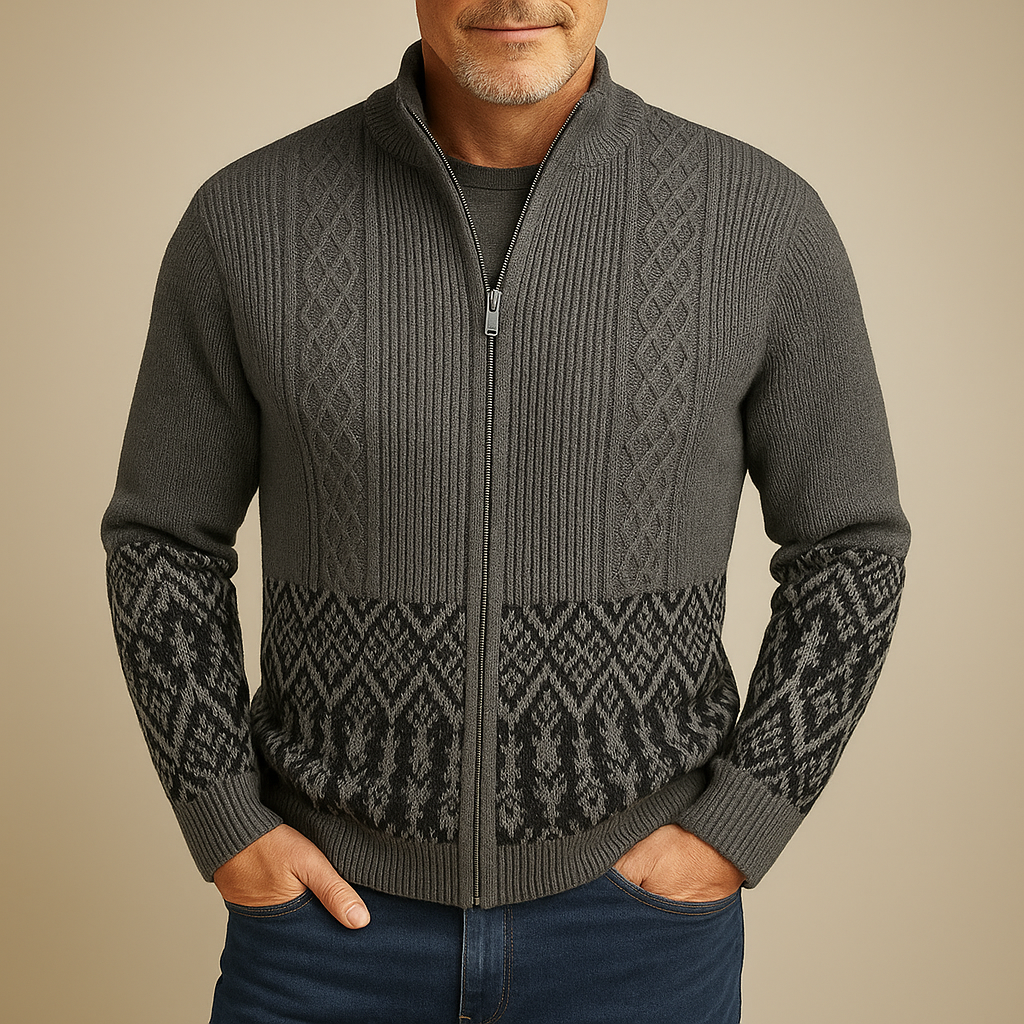Gilet Uomo Invernale con Zip Intera e Lavorazione a Maglia – Design Funzionale