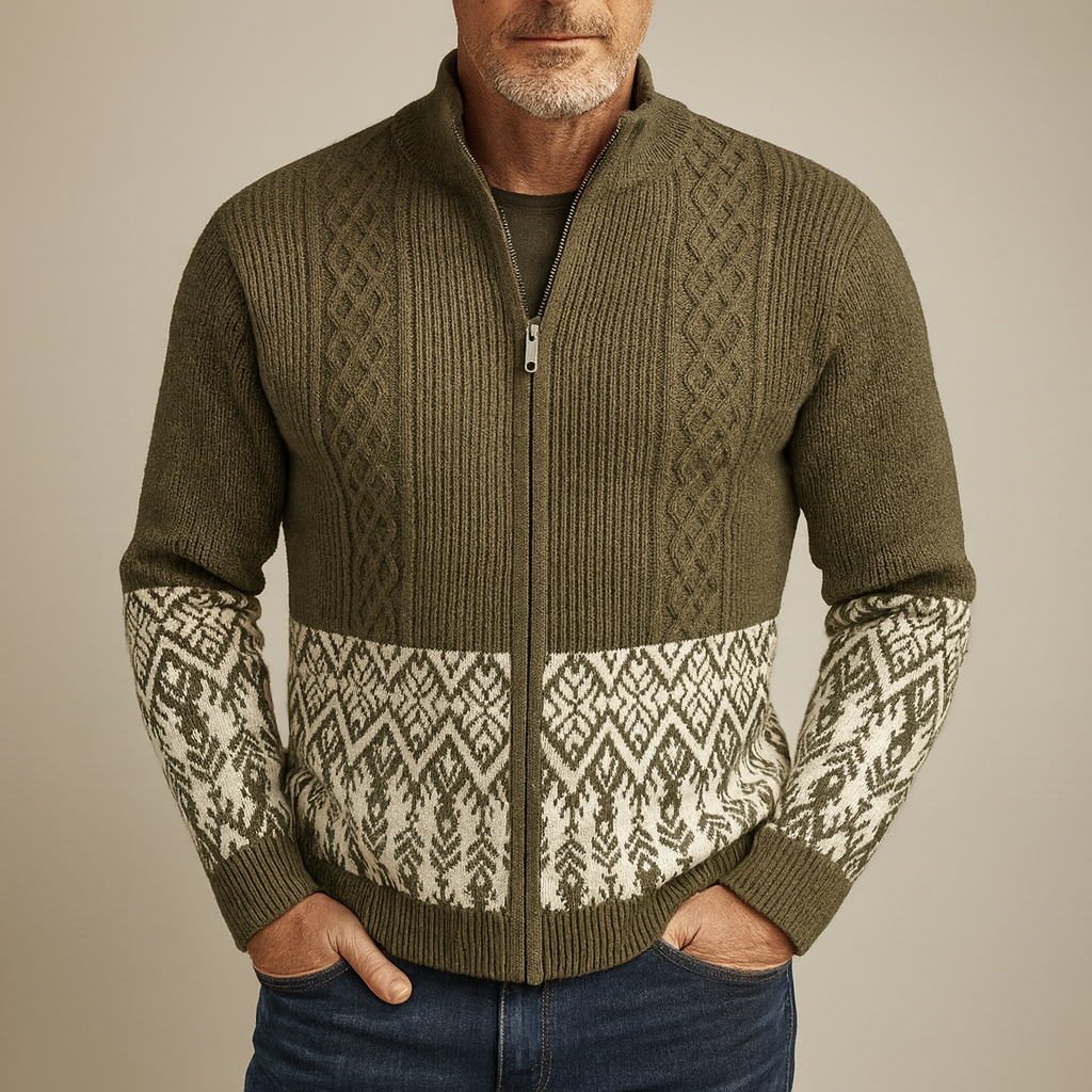 Gilet Uomo Invernale con Zip Intera e Lavorazione a Maglia – Design Funzionale