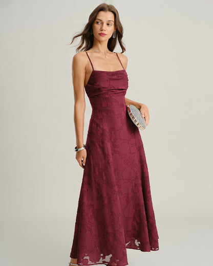 Abito Maxi Donna A-Line Scollo Drappeggiato Spalline Sottili Fantasia Floreale