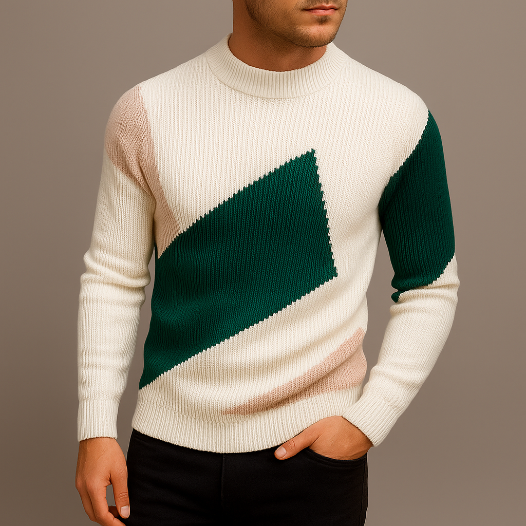 Maglione Uomo Slim Fit a Blocchi di Colore – Design Moderno in Maglia