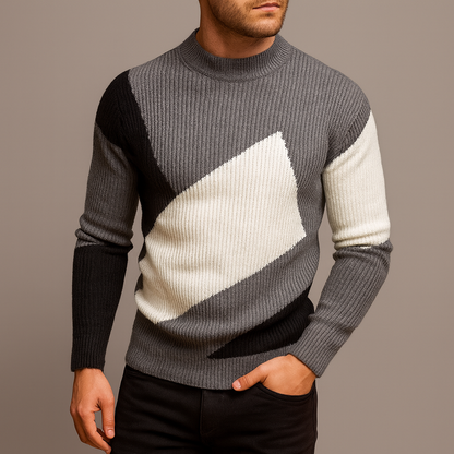 Maglione Uomo Slim Fit a Blocchi di Colore – Design Moderno in Maglia
